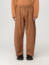 Jw Anderson Twisted Seam Cotton Barrel-leg Pants In Camel