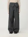 Jw Anderson J. W. Anderson Fold-over Design Grey Wool Trousers In Gray