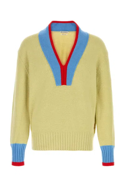 Jw Anderson Pastel Stretch Cotton Blend Sweater In Gold