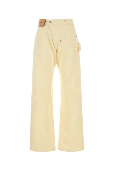 Jw Anderson Cotton Trousers With Wide Twisted Leg In Yellow