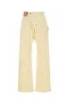 Jw Anderson Workwear Cotton Pants With Yellow Twisted Leg In Yellow