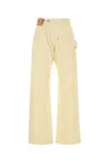 Jw Anderson Workwear Cotton Pants With Yellow Twisted Leg In Yellow