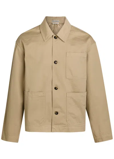 Jw Anderson Patch Pocket Cotton Jacket In Brown