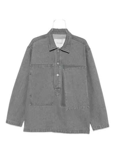 Jw Anderson Patch-pocket Cotton Shirt In Gray