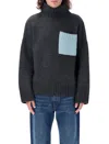 Jw Anderson High-neck Drop-shoulder Jumper In Dark Grey