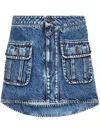 Jw Anderson Blue Curved Patch Pocket Denim Miniskirt