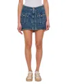 Jw Anderson Women's Curved Patch Pockets Mini Denim Skirt