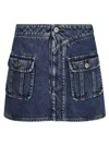 Jw Anderson Women's Curved Patch Pockets Mini Denim Skirt In Blue