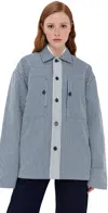 Jw Anderson Patch Pocket Over Shirt Off White/navy In Blue
