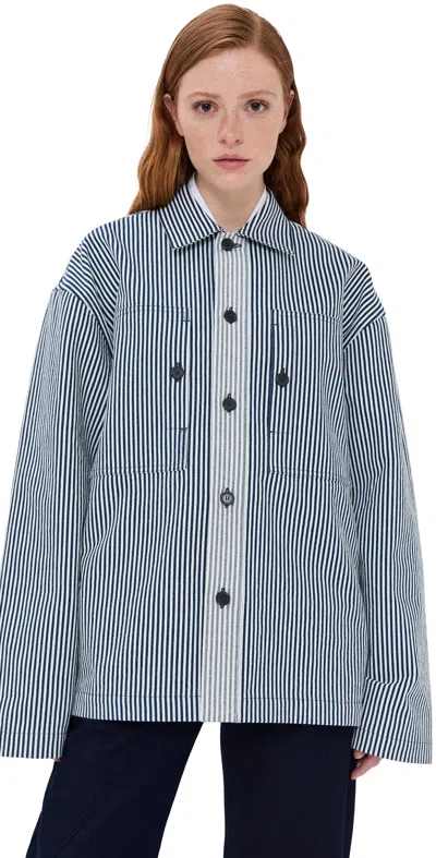 Jw Anderson Patch Pocket Over Shirt Off White/navy In Blue