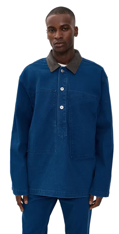 JW ANDERSON PATCH POCKET RUGBY SHIRT BRIGHT BLUE