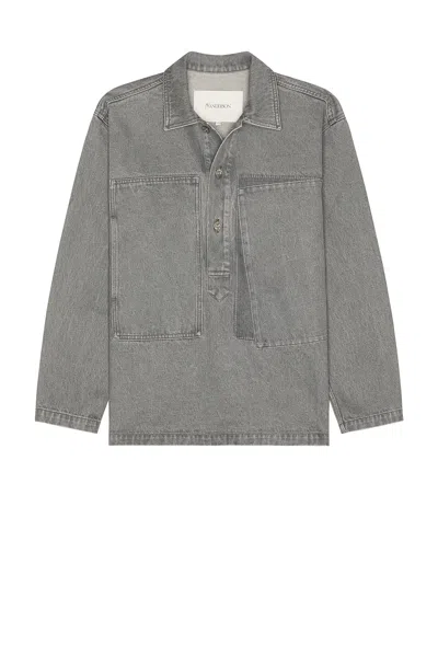 Jw Anderson Patch Pocket Rugby Shirt In Gray