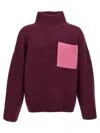 Jw Anderson Multicolor Patch Pocket Sweater In Red