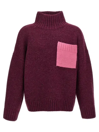 Jw Anderson Multicolor Patch Pocket Sweater In Red