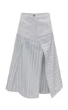 Jw Anderson Patchwork Cotton Midi Skirt In White