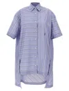 Jw Anderson J. W. Anderson Patchwork Cotton Shirt Dress With Asymmetric Hem In Blue