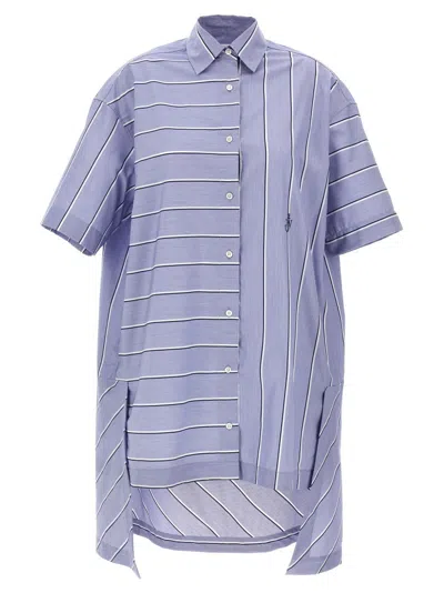 JW ANDERSON PATCHWORK COTTON SHIRT DRESS WITH ASYMMETRIC HEM