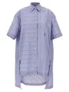 Jw Anderson J. W. Anderson Patchwork Cotton Shirt Dress With Asymmetric Hem In Blue