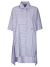 Jw Anderson J. W. Anderson Patchwork Cotton Shirt Dress With Asymmetric Hem In Blue