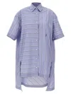 Jw Anderson J. W. Anderson Patchwork Cotton Shirt Dress With Asymmetric Hem In Blue