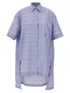 Jw Anderson J. W. Anderson Patchwork Cotton Shirt Dress With Asymmetric Hem In Blue