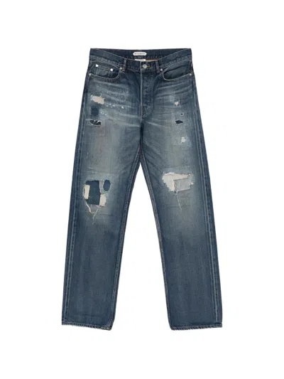 Jw Anderson W Anderson Mens Distressed Straight-leg Denim Jeans Dark Blue