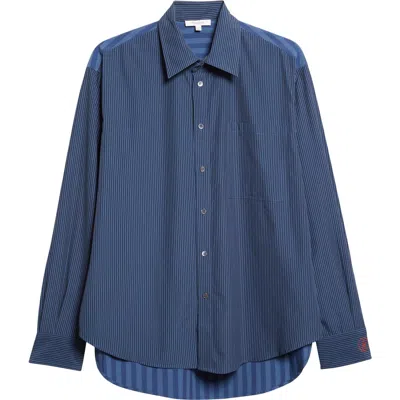 JW ANDERSON JW ANDERSON PATCHWORK STRIPE COTTON BUTTON-UP SHIRT