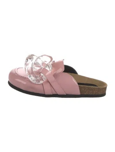 Pre-owned Jw Anderson Patent Leather Chain-link Accents Mules In Pink