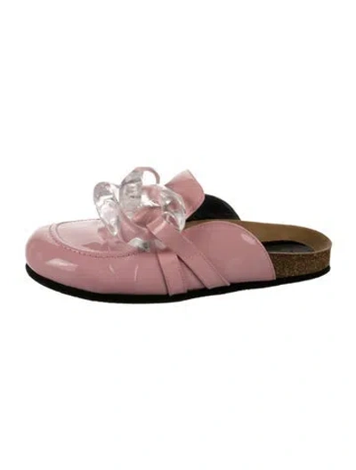 Pre-owned Jw Anderson Patent Leather Chain-link Accents Mules In Pink