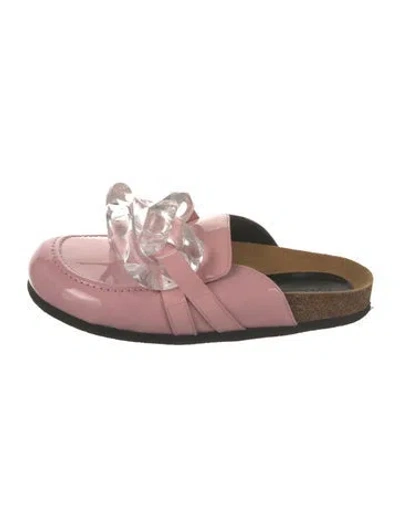 Pre-owned Jw Anderson Patent Leather Chain-link Accents Mules In Pink