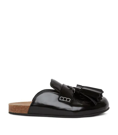 Jw Anderson Patent Leather Tassel Loafer Mules In Black