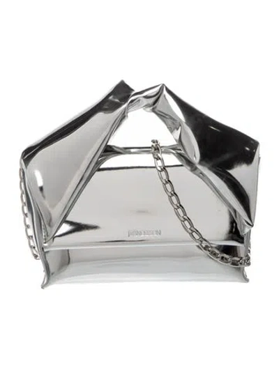 Pre-owned Jw Anderson Patent Leather Top Handle Bag In Silver