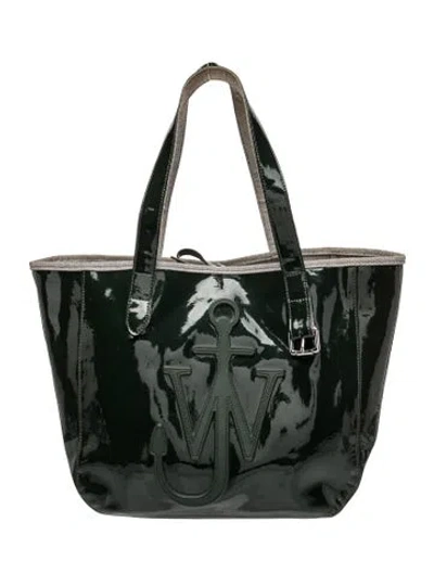 Pre-owned Jw Anderson Patent Leather Tote In Green