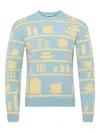 Jw Anderson Patterned Crew-neck Sweater In Blue