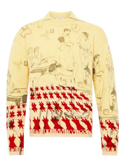 Jw Anderson Patterned-intarsia Jumper In Yellow
