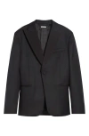 Jw Anderson Peak Lapel Black Wool Tuxedo Jacket In Black