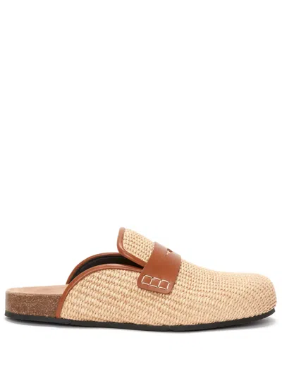 JW ANDERSON PENNY-SLOT RAFFIA MULES