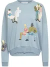 Jw Anderson Mens Steel Blue Relaxed-fit Graphic-print Cotton-jersey Sweatshirt In Blue