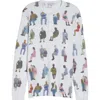 Jw Anderson People Print Waffle Knit Cotton Henley Top In White