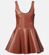 Jw Anderson Leather Circle Skirt Mini Dress In Brown