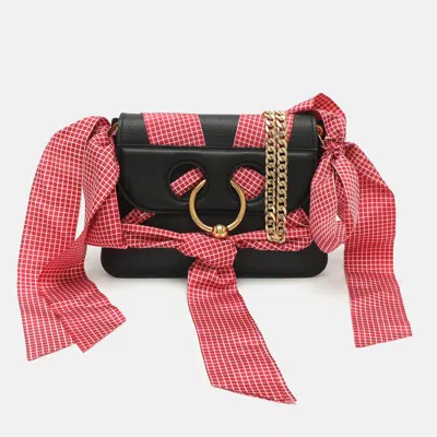 Pre-owned Jw Anderson Pierce Ribbon Black Leather Crossbody Bag