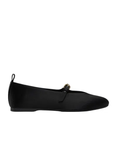 Jw Anderson Pin-button Belted Ballet Shoes In Black