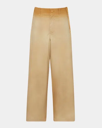 Jw Anderson Pinch-seam Garment Dyed Straight-leg Trousers In Brown