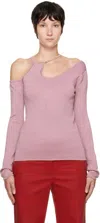 Jw Anderson Pink Asymmetric Long Sleeve T-shirt In 344 Rose Pink
