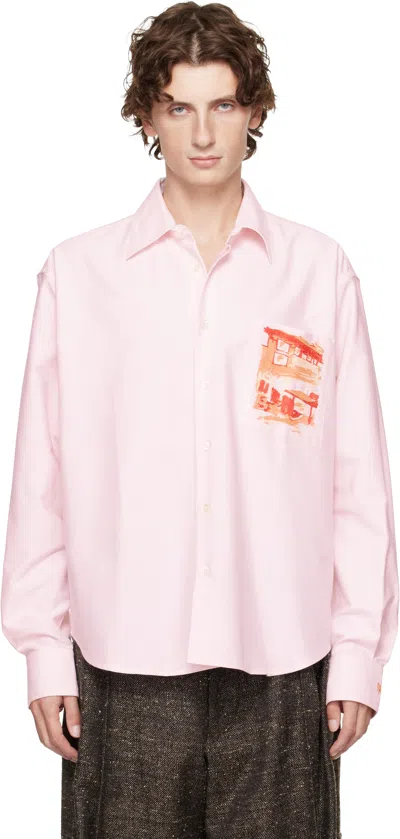 Jw Anderson Pink Café Scene Embroidery Shirt