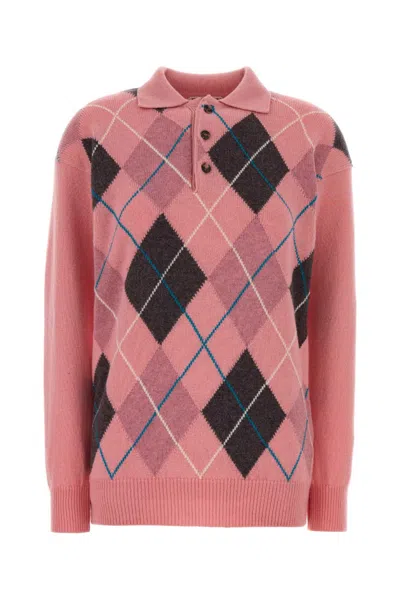 Jw Anderson Pink Checks Shirt Collar Polo