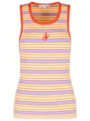 Jw Anderson Multicolor Contrast Trim Striped Tank Top In Pink