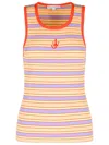 Jw Anderson Multicolor Contrast Trim Striped Tank Top In Pink