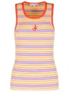 Jw Anderson Multicolor Contrast Trim Striped Tank Top In Pink