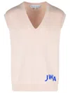 Jw Anderson Pink Sleeveless Vest With V Neck And Contrasting Logo Embroidery On The Front In Pink